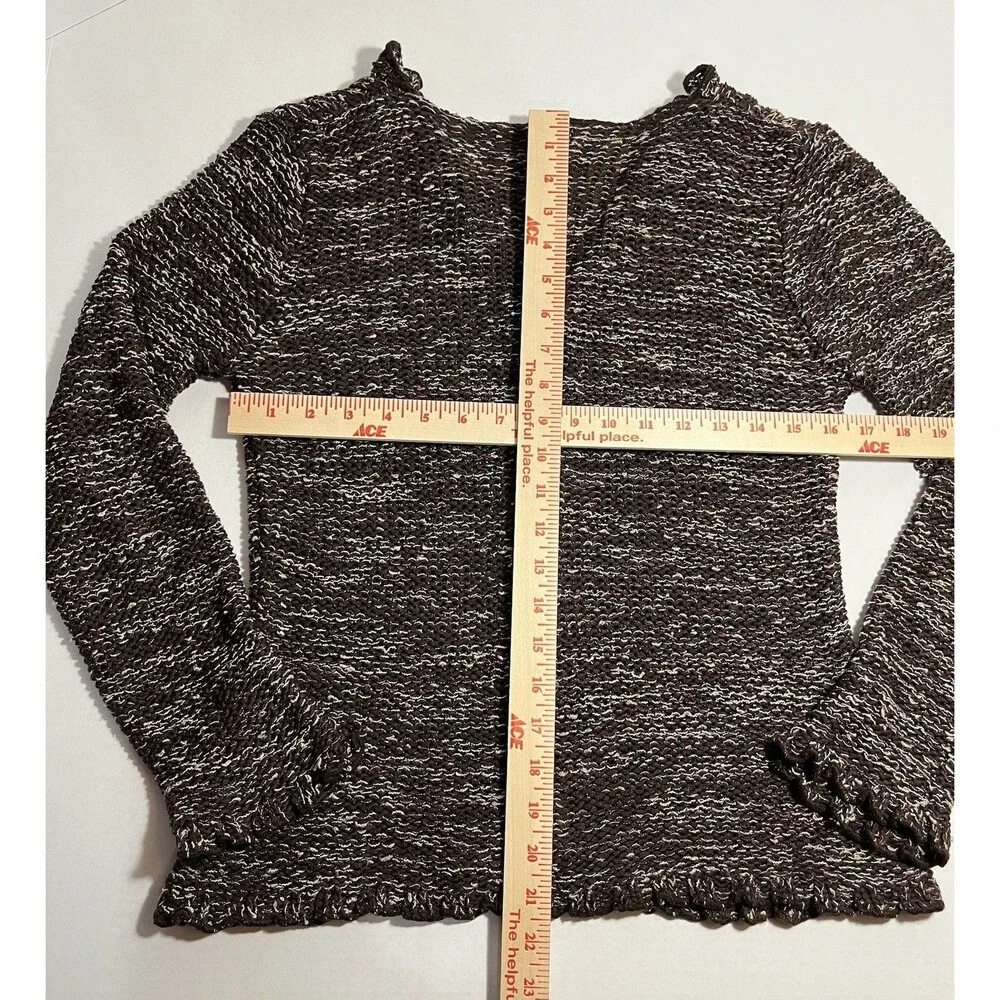 Knit Cardigan Sweater Button Womens XS Brown Multi Boho Cottage BCBGMAXAZRIA